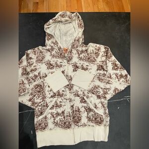 Juicy Couture Vintage Y2K Waffle Brown and Cream Textured Hoodie.Very Rare